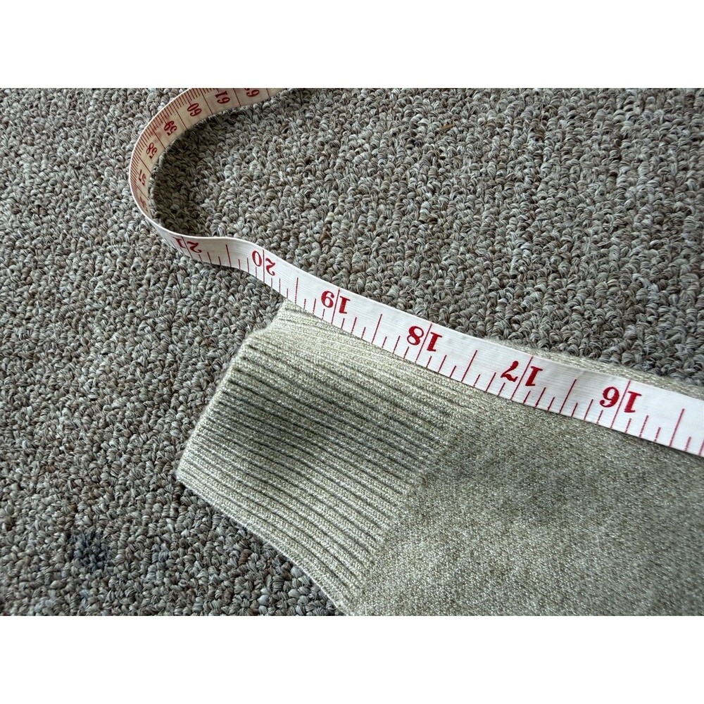 Oatmeal Heathered knit Cardigan Boho Sweater Grandma Bottoms Front Pockets L - Picture 14 of 14